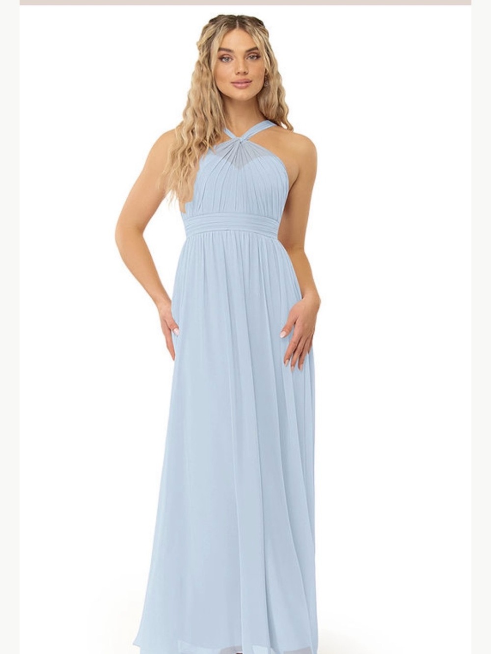 Azazie Kielle Bridesmaid Twisted Halter Dress in Mist